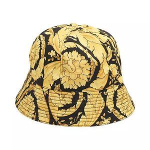 Versace Barocco Nylon Bucket Hat Black Gold , 59 (Large)